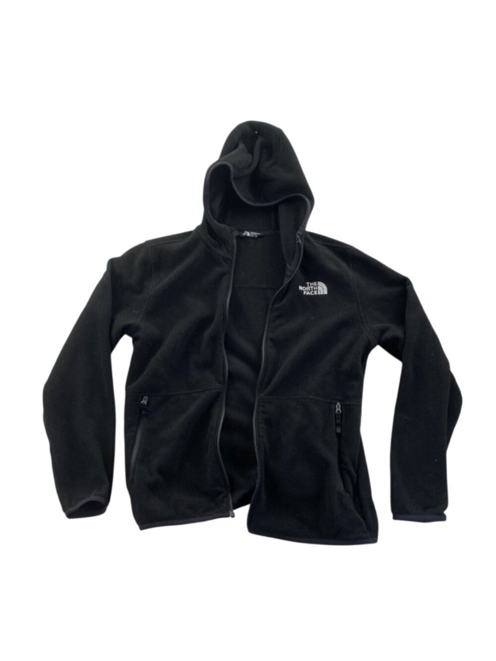 The North Face Youth Fleece Jacket Size XL Black Hooded Stand Collar Winter